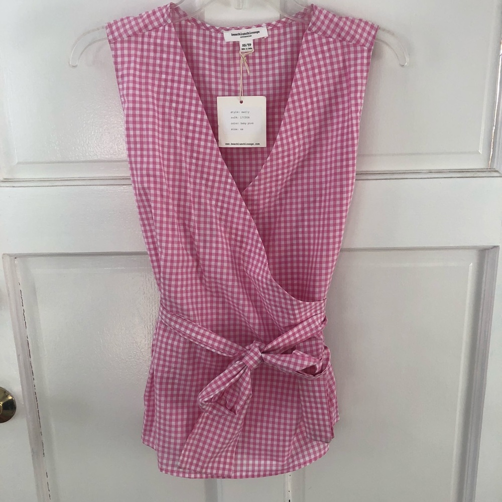 NWT beachlunchlounge Marley Pink Gingham Top XS